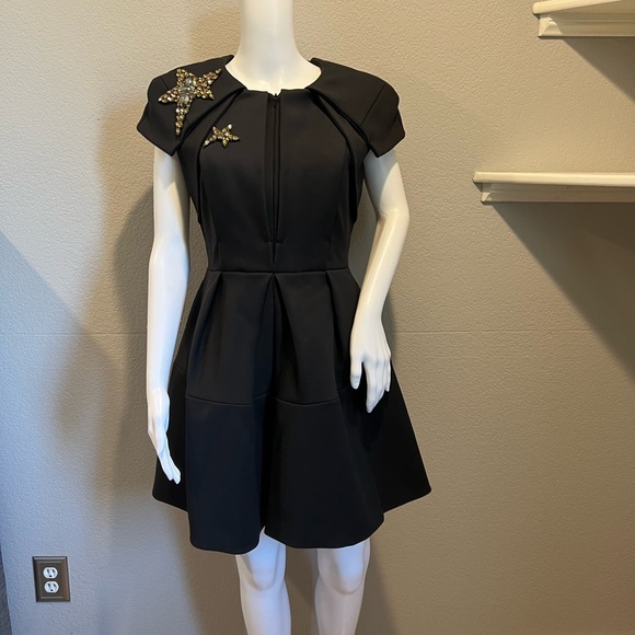 Dice Kayek Black Dress with Embellished Accents